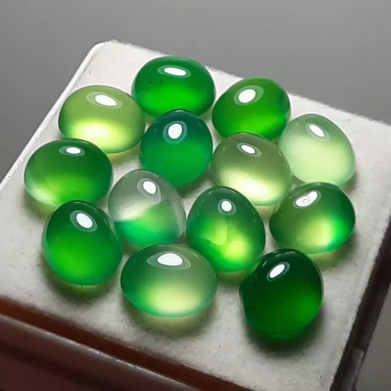 مجموعه 13 عددی عقیق سبز کاهویی آبدار اصل معدنی