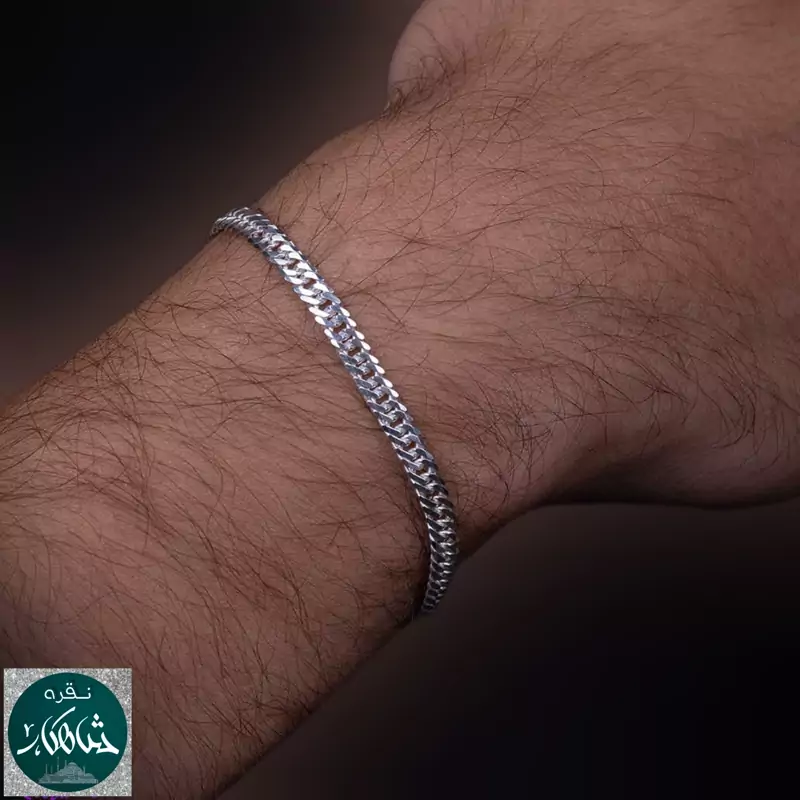 دستبند نقره مردانه شاهکار مدل کارتیر دوبل 5 میل عیار 925 ساخت ایتالیا طول20cm