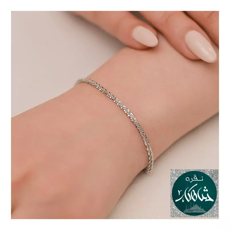 دستبند نقره طرح شاهکار خاویاری اصل ایتالیا عیار 925 و آبکاری طلاسفید