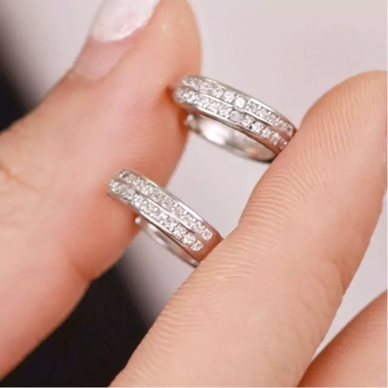 گوشواره نقره شاهکار دولاین عیار 925 آبکاری طلاسفید