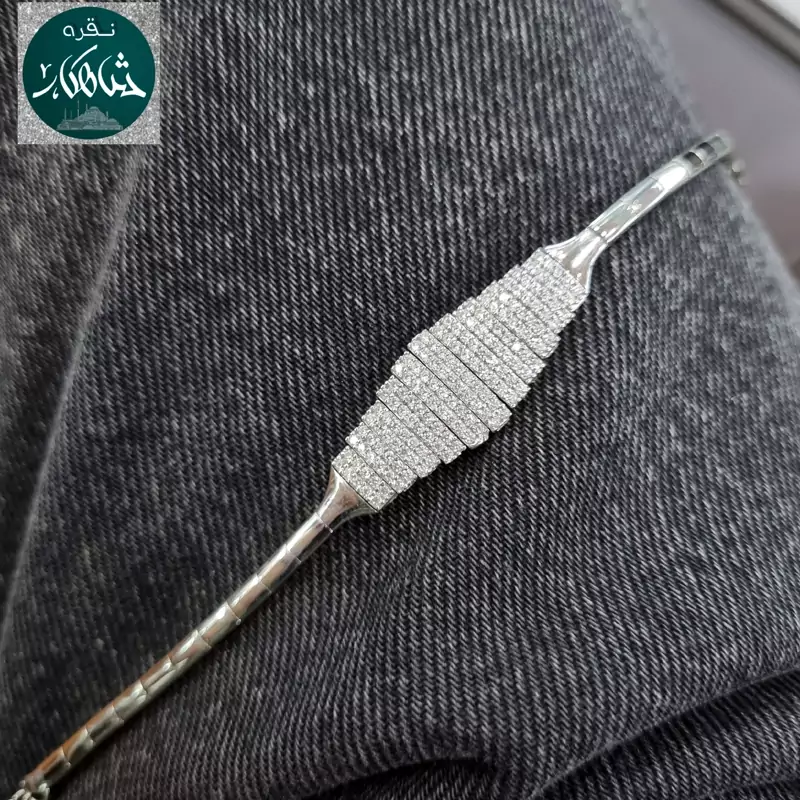 دستبند نقره زنانه شاهکار تنیسی عیار 925 و آبکاری طلاسفید بسیار زیبا و خاص