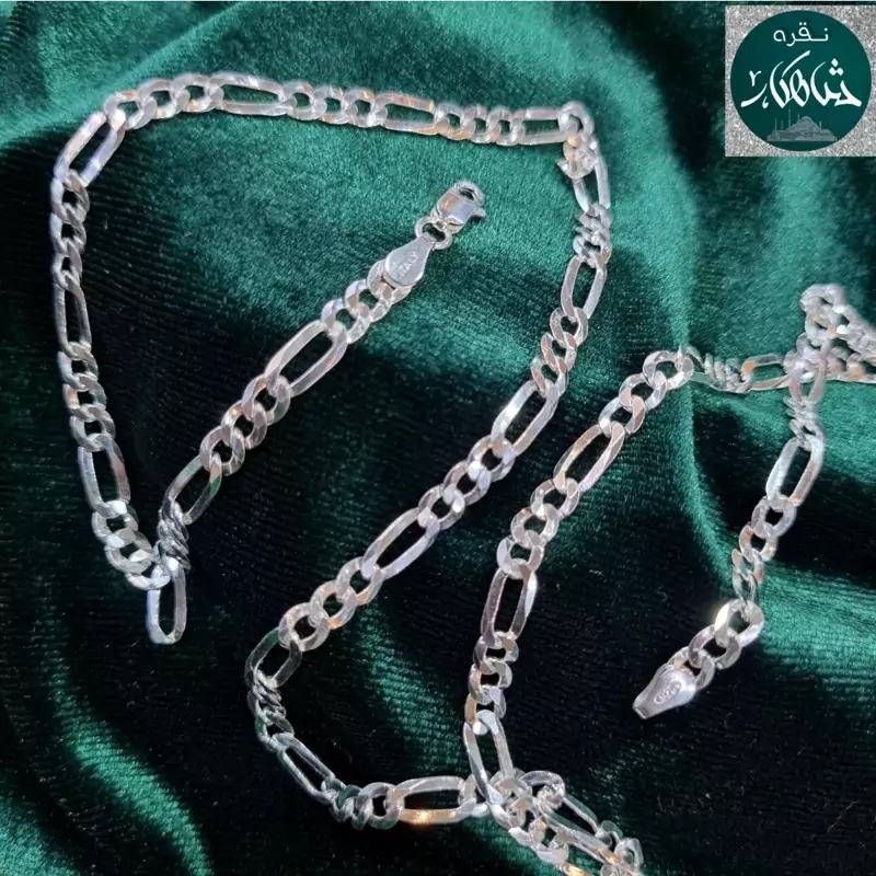 زنجیر مردانه نقره شاهکار مدل فیگارو  عیار 925 ساخت ایتالیا طول60cm