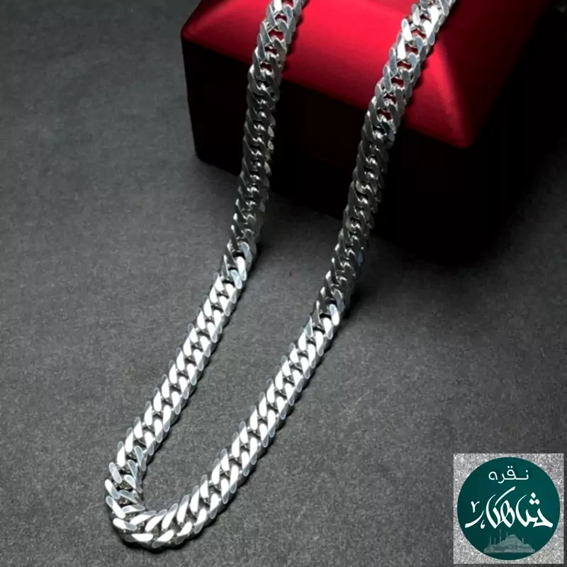 زنجیر مردانه نقره ایتالیایی کارتیر دوبل عیار 925 اصل طول65cm و ضخامت 6 تا 6.5 میل