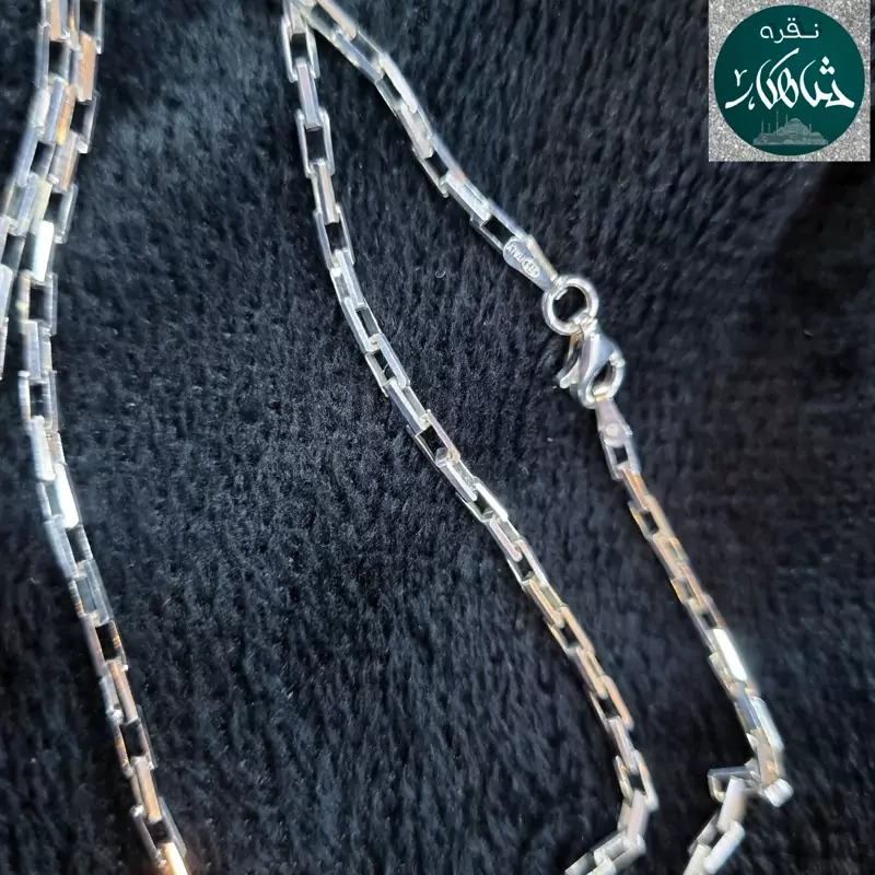 زنجیر نقره شاهکار مدل دیپلمات آجری عیار 925 ساخت ایتالیا طول 55cm همراه با فاکتور رسمی