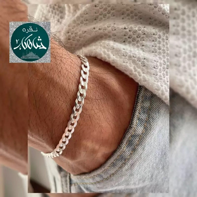 دستبند نقره شاهکار کارتیر ایتالیایی 5میل عیار 925 اصل
