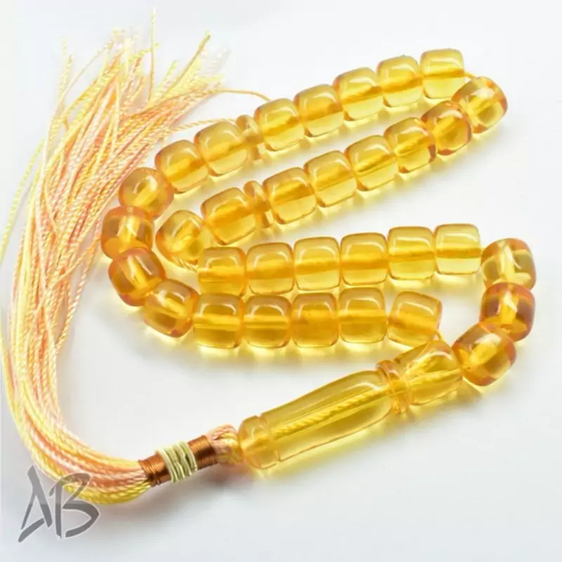 تسبیح سندلوس بودار 33 دانه اصل کد 1131 استوانه ای ریز شفاف آقابزرگ