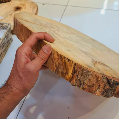 اسلایس چوب طبیعی روس تخته سرو چوب طبیعی اسلایس چوب گرد چوب برشخورده میز چوبی تخته چوب گرد چوب برش خورده کاج میز عسلی
