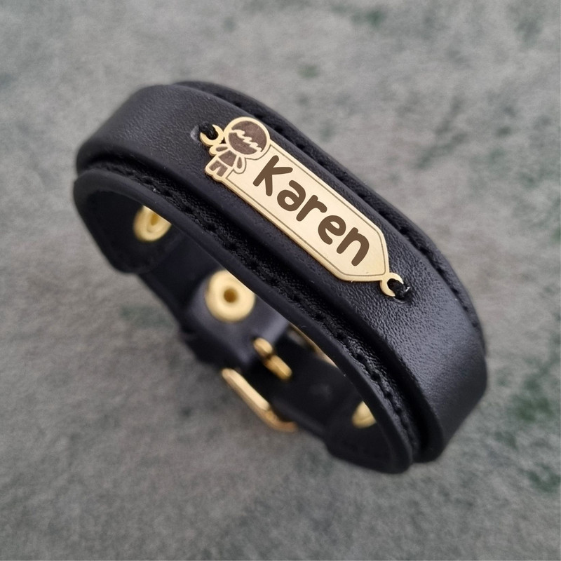 دستبند طلا 18 عیار بچگانه لیردا مدل اسم کارن KDK - 0.28 گرم