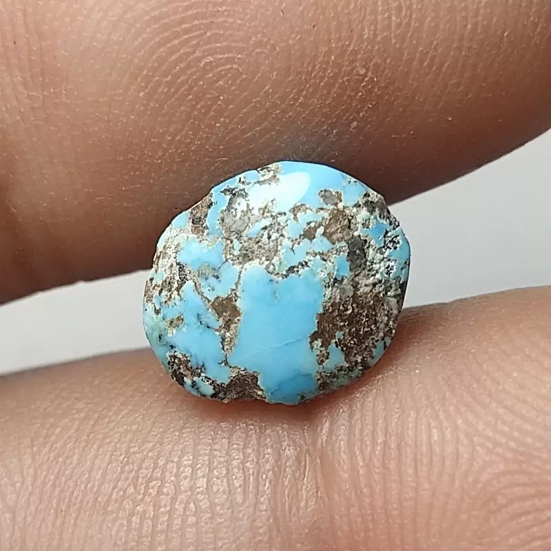 نگین مغز سنگی زنده فیروزه آبی خوشرنگ نیشابور