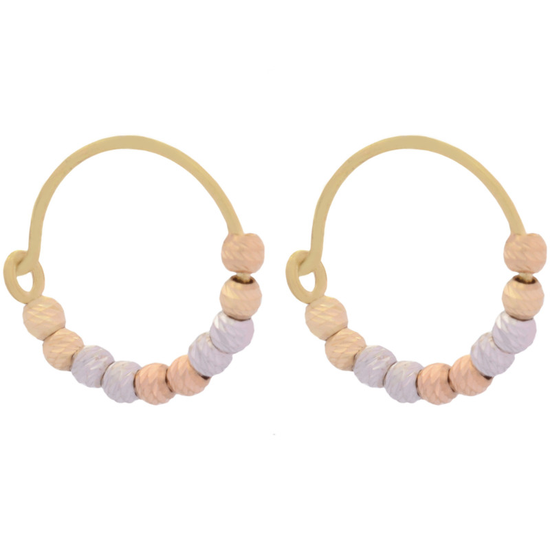 گوشواره حلقه ای طلا 18 عیار زنانه طلای مستجابی مدل البرنادو گوی کد 456982-1433
