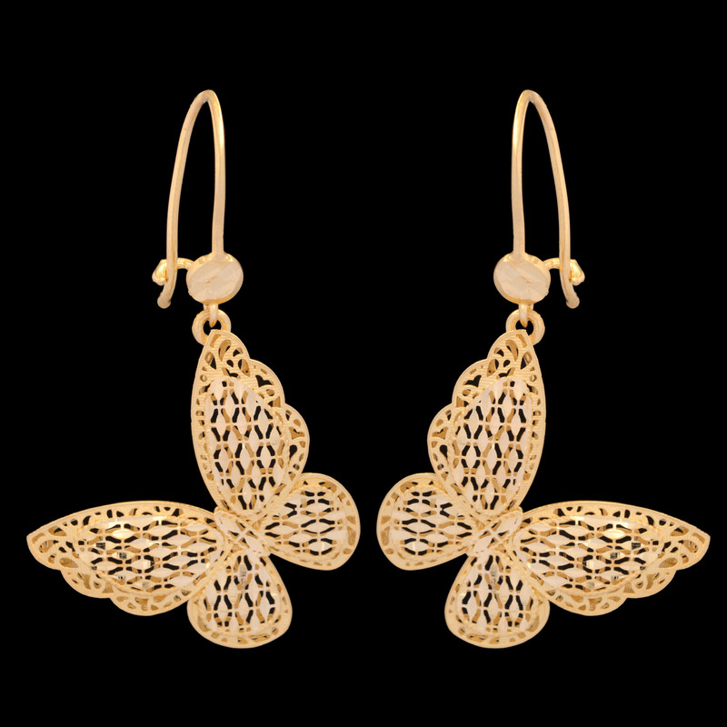 گوشواره عصایی طلا 18 عیار زنانه طلای مستجابی مدل پروانه کد 125864