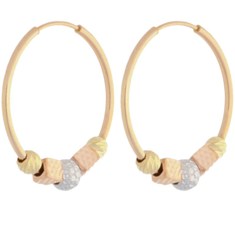 گوشواره طلا 18 عیار زنانه طلای مستجابی مدل حلقه ای گوی دار کد 002