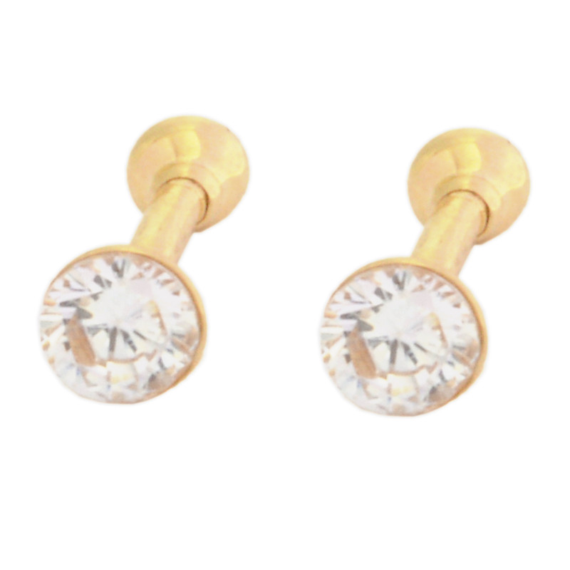 گوشواره طلا 18 عیار زنانه طلای مستجابی مدل تک نگین پیچی کد 20