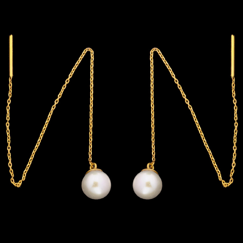گوشواره طلا 18 عیار زنانه طلای مستجابی مدل مروارید اصل کد 34