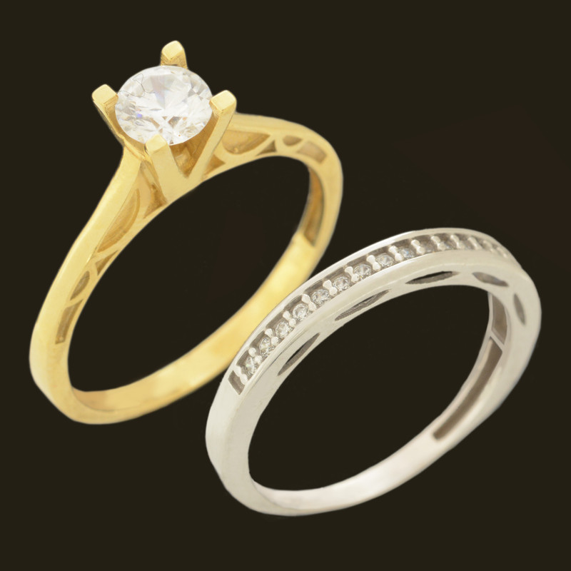 انگشتر طلا 18 عیار زنانه طلای مستجابی کد 670168 مجموعه 2 عددی