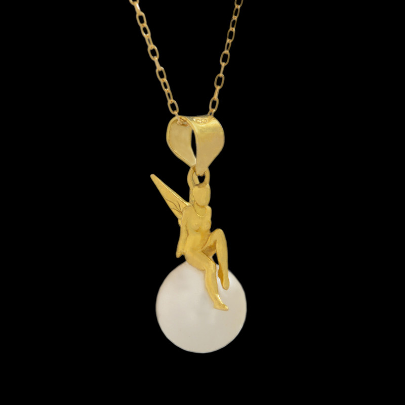 گردنبند طلا 18 عیار زنانه طلای مستجابی طرح فرشته کد 670161