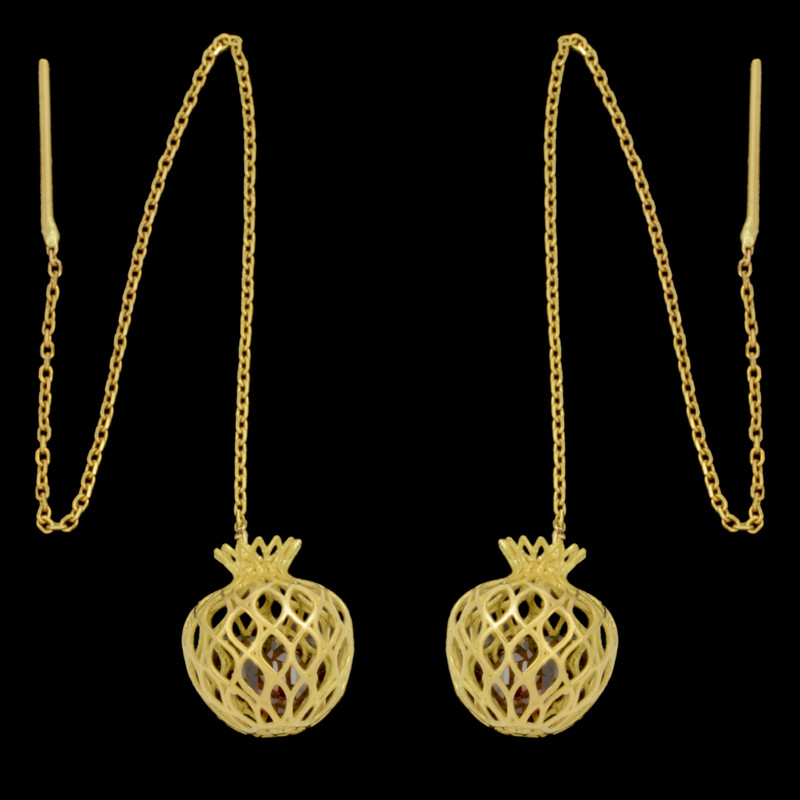 گوشواره طلا 18 عیار زنانه طلای مستجابی مدل انار کد 670176