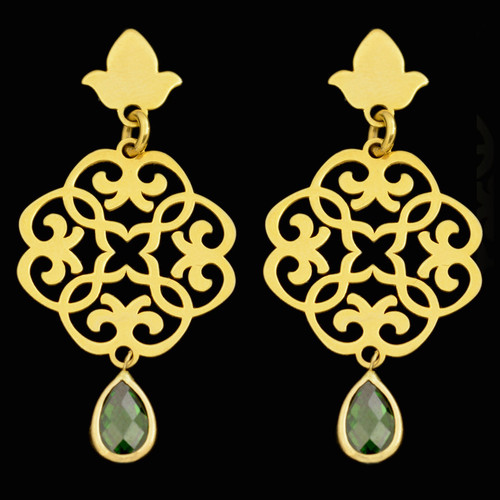 گوشواره طلا 18 عیار زنانه طلای مستجابی مدل اسلیمی کد 670163