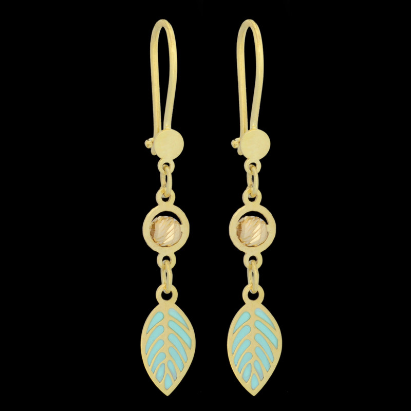 گوشواره طلا 18 عیار زنانه طلای مستجابی مدل برگ کد 84