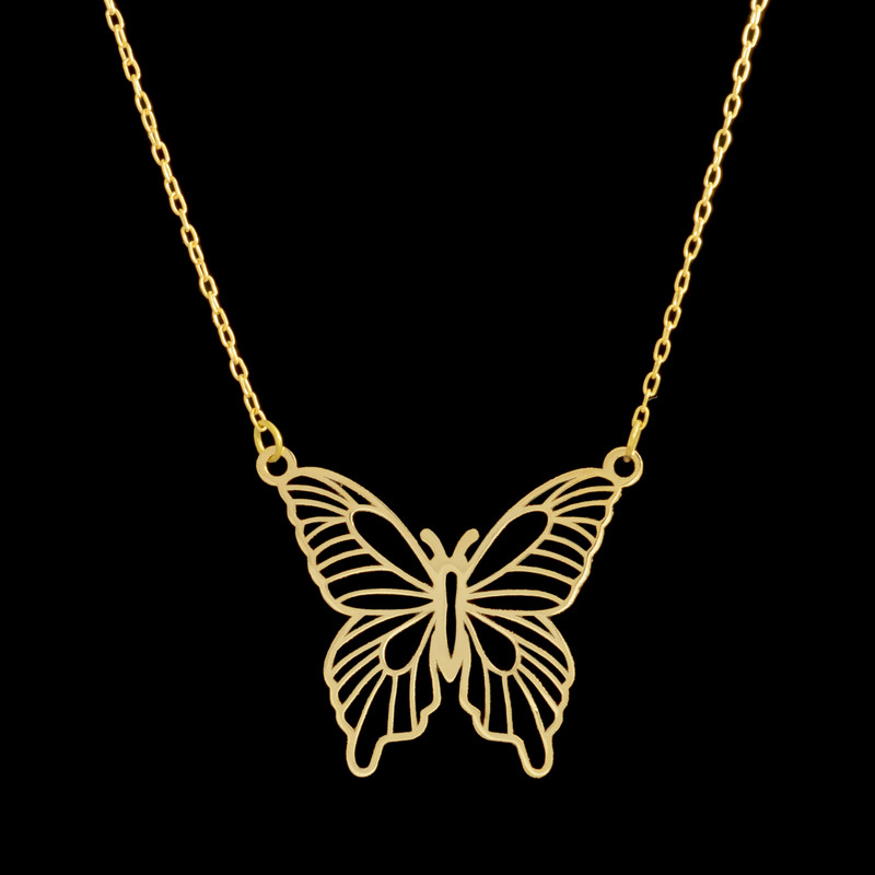 گردنبند طلا 18 عیار زنانه طلای مستجابی مدل پروانه کد 67200