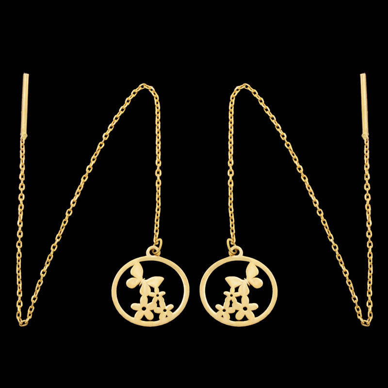 گوشواره طلا 18 عیار زنانه طلای مستجابی مدل گل و پروانه کد 57