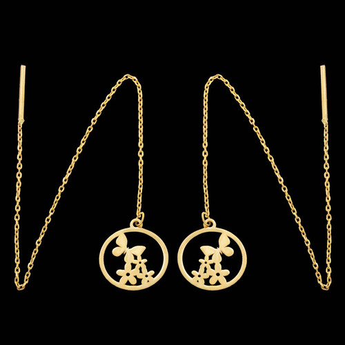 گوشواره طلا 18 عیار زنانه طلای مستجابی مدل گل و پروانه کد 57