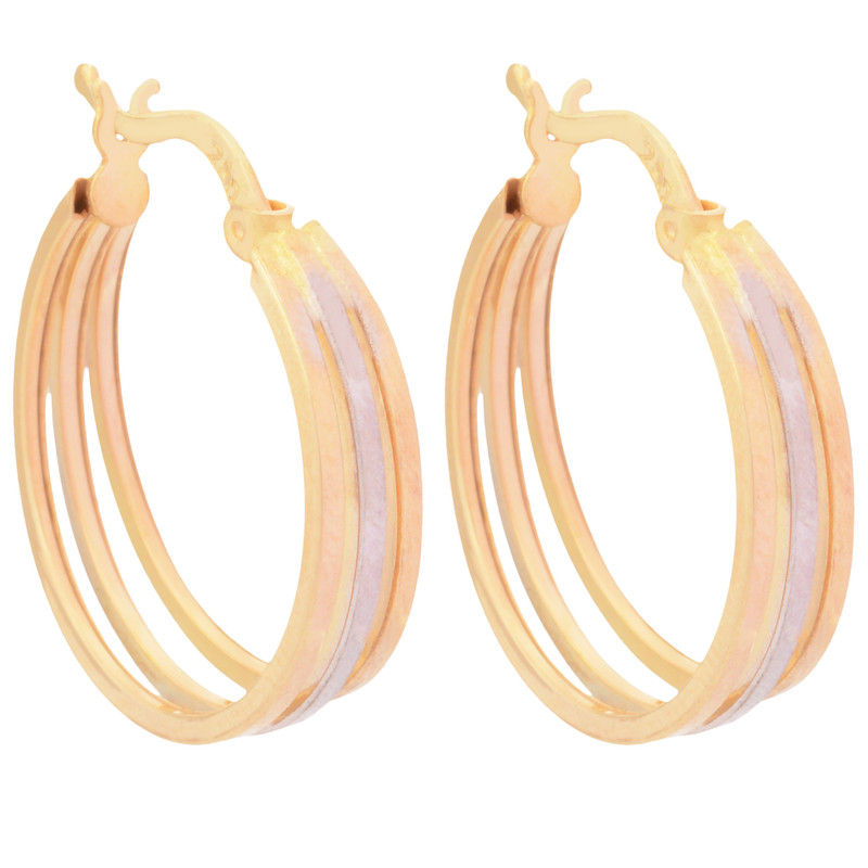 گوشواره سگکی طلا 18 عیار زنانه طلای مستجابی مدل سه حلقه گرد کد 40328