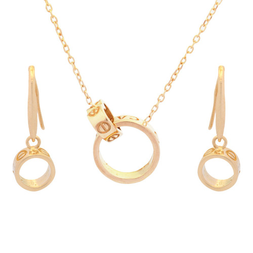 نیم ست طلا 18 عیار زنانه طلای مستجابی مدل کارتیر حلقه و قلب کد T1707