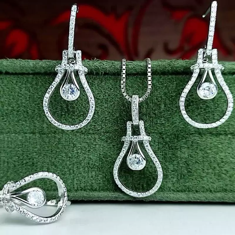 نیم ست زیبای جواهری میکرو عیار نقره 925ارسال رایگان