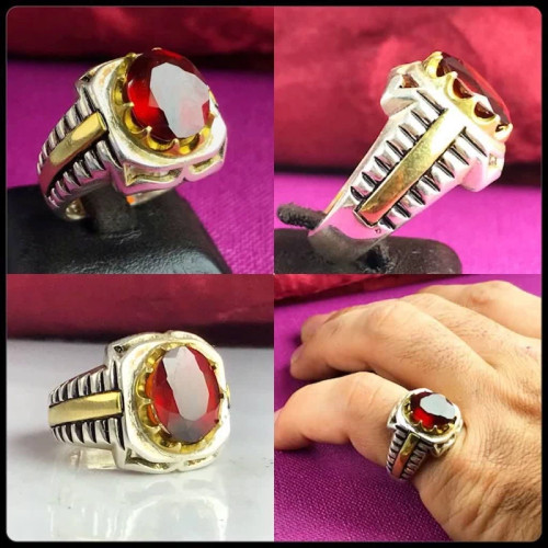 انگشتر گارنت اصلی رکاب رولکسی نقره عیار 925ارسال رایگان