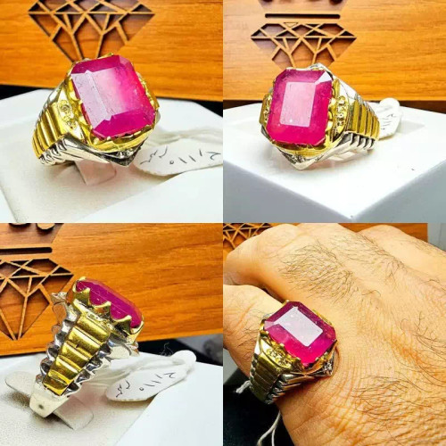 انگشتریاقوت سرخ قرمز اصلی مخراج برلیان اصلی رکاب نقره دستساز رولکسی نقره عیار 925 ارسال رایگان