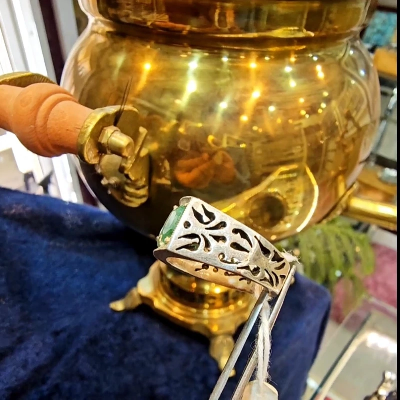 انگشتر حلقه زمرد زامبیا اصلی  رکاب نقره دستساز شبکه کاری  نقره عیار 925 ارسال رایگان