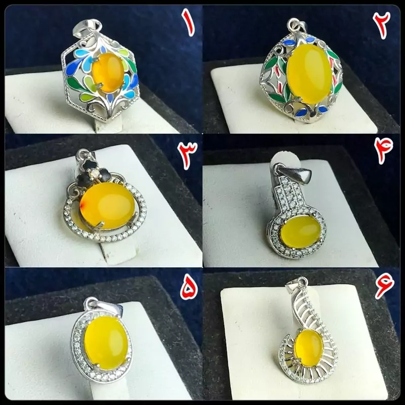 مدال توگردنی زیبای عقیق زرد جهت حکاکی دعای شرف شمس عیارنقره925