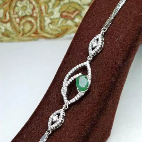 دستبندزمردزامبیا اصلی نقره عیار 925ارسال رایگان