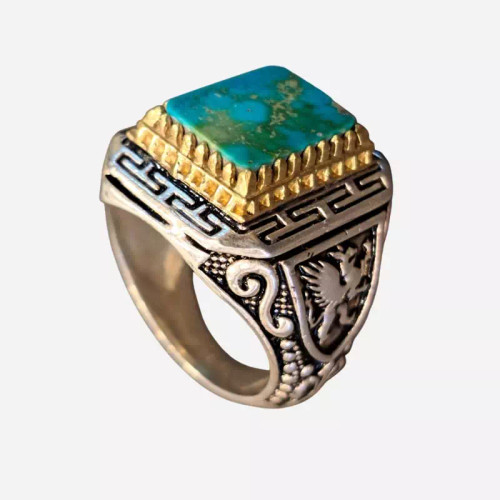 انگشتر فیروزه نیشابور مردانه مربعی کد 160