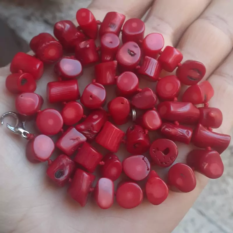 گردنبند مرجان طبیعی درجه یک آویز مرجان وارداتی قرمز