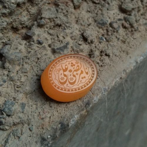 عقیق خطی یمنی با ذکر یا مرتضی علی دستنویس اثری واقعا زیبا و تماشایی