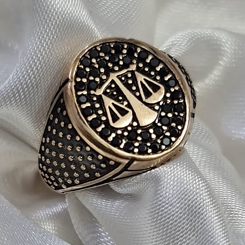 انگشتر ترازو عدالت مردانه طلاروسی