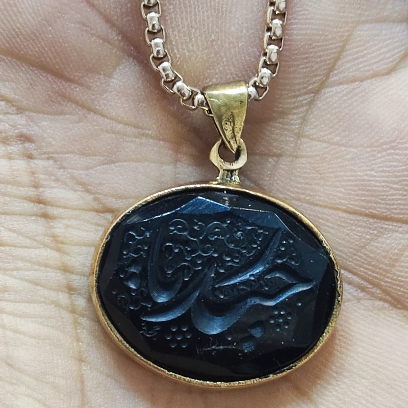 گردنبند یاحیدر عقیق مشکی