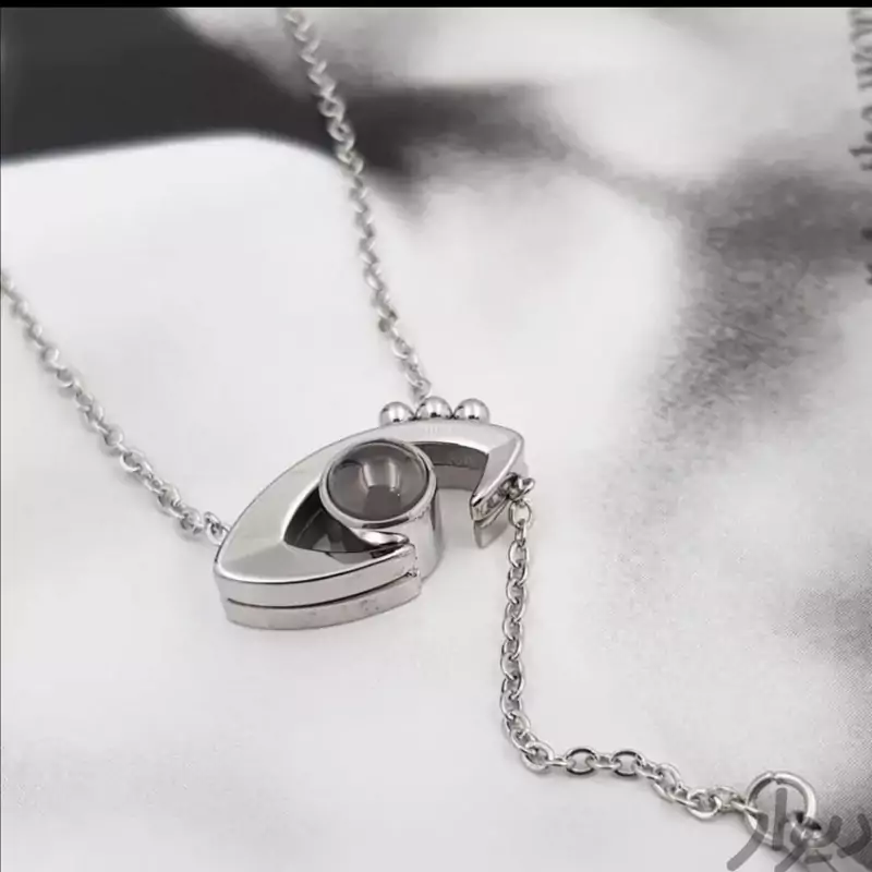 گردنبند تلسکوپی دوستت دارم طرح چشم نقره ای