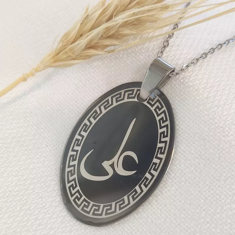 گردنبند علی استیل مشکی،گردنبند اسم علی