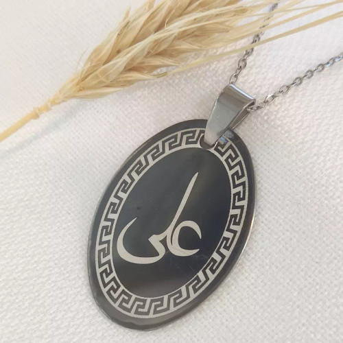 گردنبند علی استیل مشکی،گردنبند اسم علی