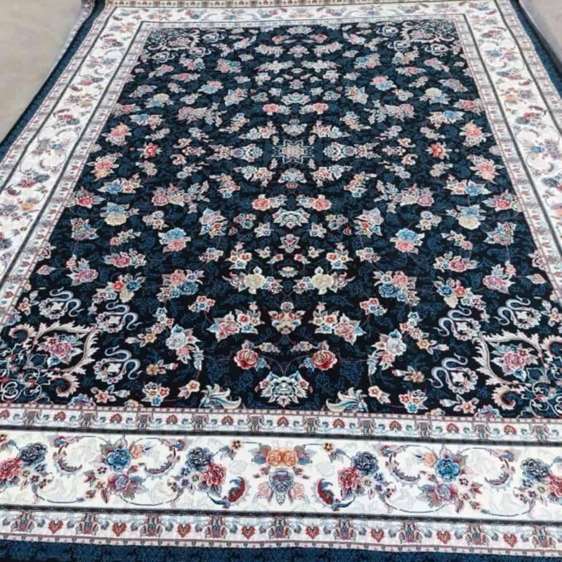 فرش 700شانه  12 متری گیلدا افشان فرش سرمه ای فرش نقره ای  فرش لوکس فرش جدید