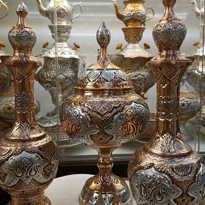 ست زیبای قلمزنی مس و نقره