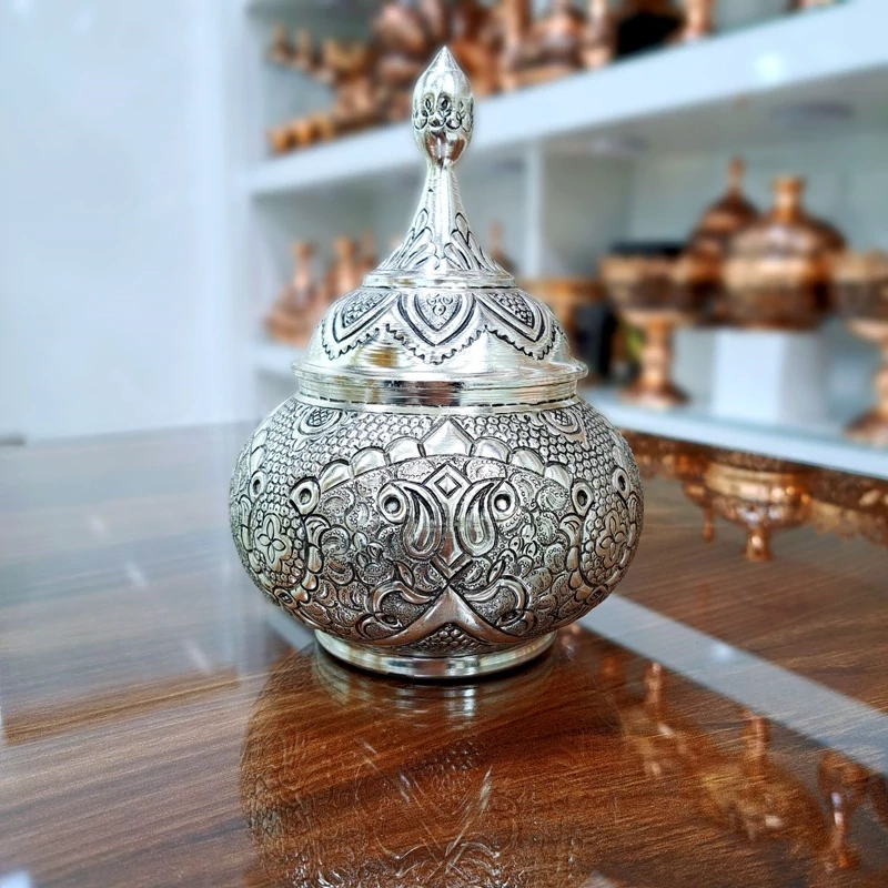 شکلات خوری نقره نما قلمزنی شده سایز کوچک(خرید مستقیم و بدون واسطه از تولیدی)