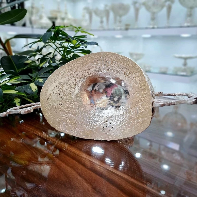 کشکول نقره نما قلمزنی شده قلم گل و مرغ سایز بزرگ(خرید مستقیم و بدون واسطه از تولیدی)