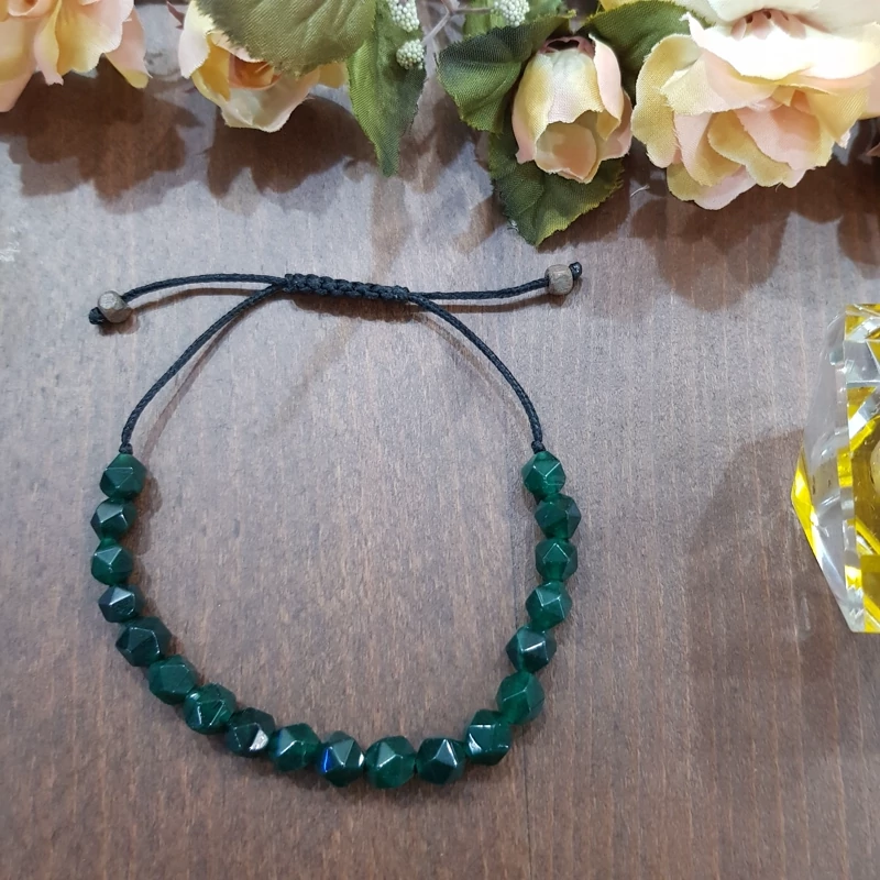 دستبند سنگی عقیق سبز معدنی طبیعی