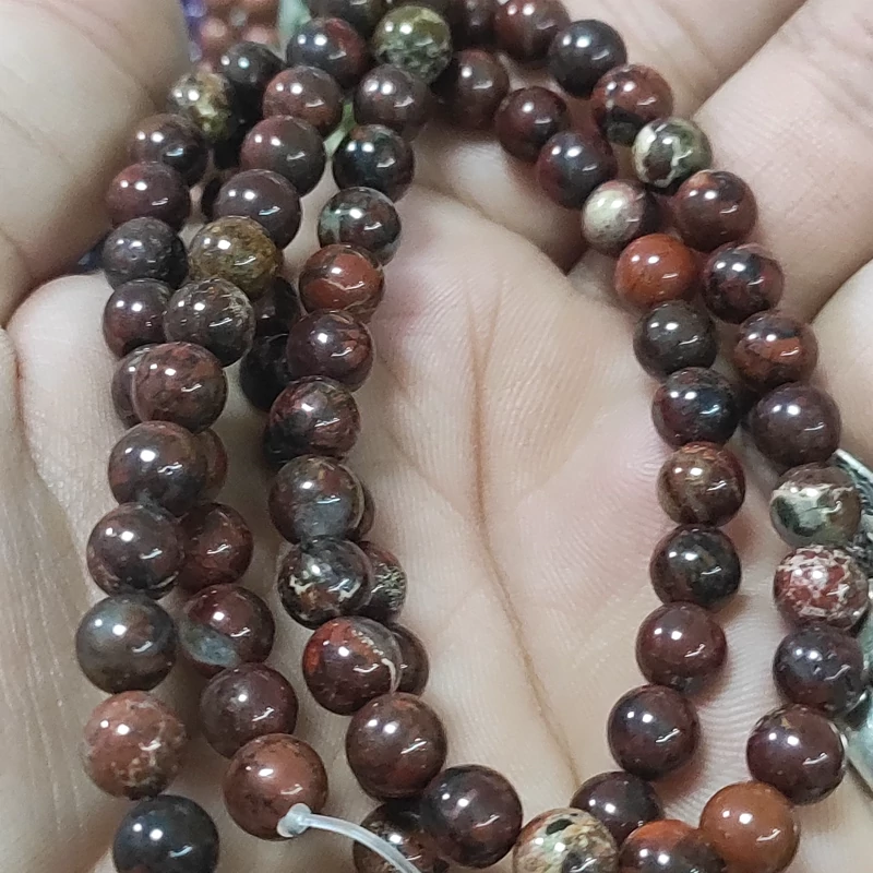 مهره سنگ خون جاسپرسرخ اصل معدنی سایز6 طبیعی