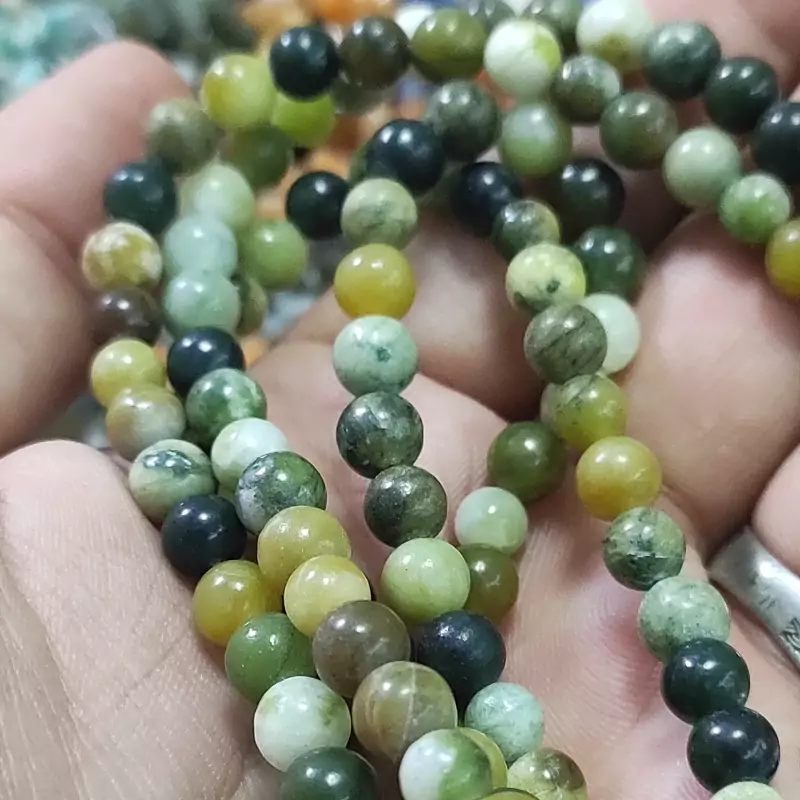 مهره سرپانتین اصل معدنی سایز6 یشمه سرپانتین
