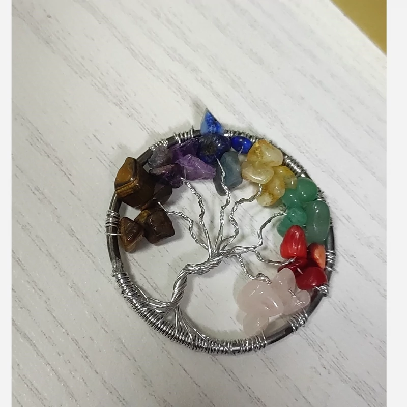 گردنبند هفت سنگ درخت زندگی سایز متوسط5cm طبیعی